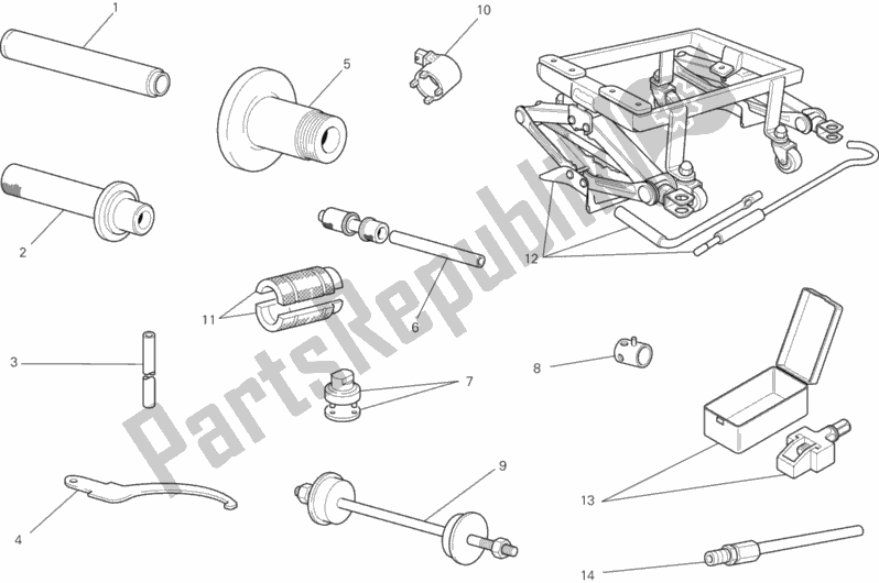 Alle onderdelen voor de Werkplaats Service Tools, Frame van de Ducati Monster 1100 EVO ABS 2013